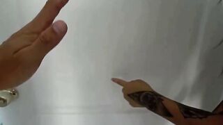 Tattooed Asian Teen Bounces Round Ass In Tight Denim Shorts
