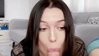 Abigail Mac Deepthroats Big Black Cock In Black Lace On Sofa