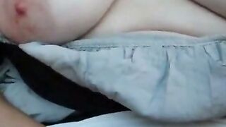 Mature European with Big Natural Tits Masturbates in Car