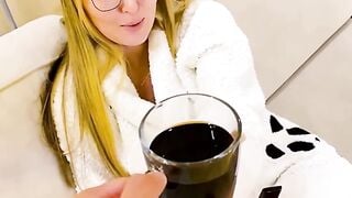 Glasses Stepmom Sucks Cock Then Gets Doggy Fucked In Bathrobe