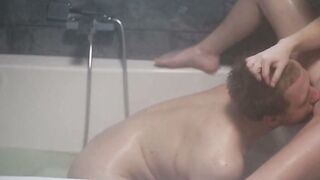 Rough Blonde Teen Gets Big Cock Doggy Style in Bath