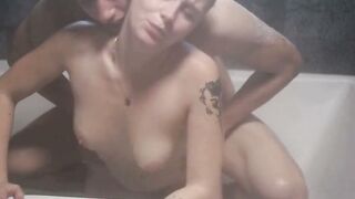 Rough Blonde Teen Gets Big Cock Doggy Style in Bath