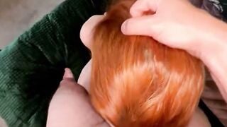 Redhead In Red Lingerie Deepthroats Cock & Takes Facial Cumshot