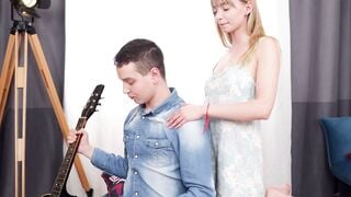 Blonde Girlfriend Sucks Cock While Playing Guitar Hardcore Sex