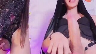 Tattooed Shemale Deepthroats Thick Cock Sloppy Webcam Blowjob