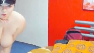 Big-Titted Russian BBW Sucks Cock with Huge Sex Toy on Webcam