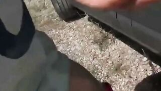 German Amateur Sucks Cock in Car for Outdoor Facial