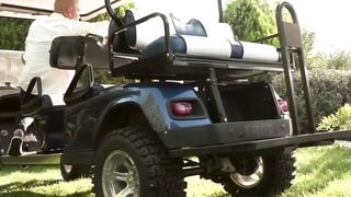 Kinuski Kakku Deepthroats Big Cock in Golf Cart Before Hardcore Anal Sex