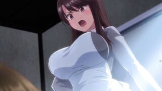 Busty Anime Boss Roughed in Hallway While Neighbors Watch