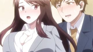 Busty Anime Boss Roughed in Hallway While Neighbors Watch