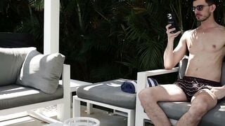 Milo Miles Deepthroats Guy Spencer's Giant Cock In Poolside Bedroom