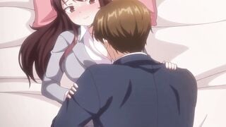 Busty Anime Boss Deepthroats Cock in Hard Bedroom Sex