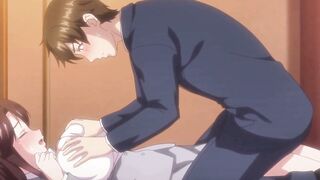 Busty Anime Boss Deepthroats Cock in Hard Bedroom Sex
