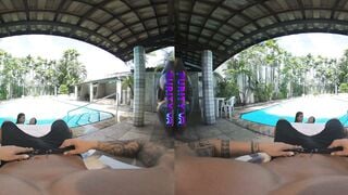 Lilian & Maria Suck Cock in Sunlit VR Pool Threesome