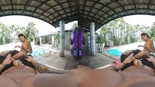 Lilian & Maria Suck Cock in Sunlit VR Pool Threesome