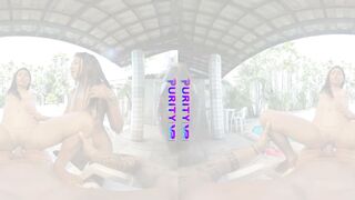 Lilian & Maria Suck Cock in Sunlit VR Pool Threesome