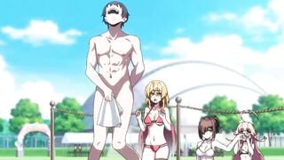 Busty Blonde Anime Girl Rides Massive Cock in Red Bikini at Outdoor Track