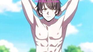 Busty Blonde Anime Girl Rides Massive Cock in Red Bikini at Outdoor Track