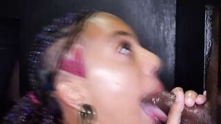 Zerella Skies Deepthroats Glory Hole Cock & Swallows 10 Cumshots
