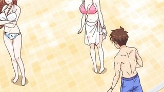 Hentai Poolside Tease: Wet Bikini Girls & Shirtless Guy