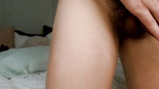 Hairy Shemale Jerks Off Thick Cock On Webcam