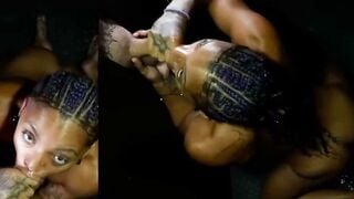Tattooed Ebony Zerella Skies Deepthroats Glory Hole Cock & Swallows 10 Cumshots