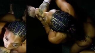 Tattooed Ebony Zerella Skies Deepthroats Glory Hole Cock & Swallows 10 Cumshots
