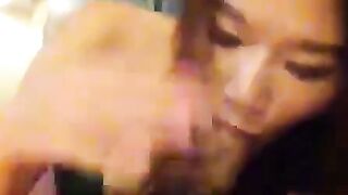 Petite Chinese Amateur Sucks Cock Deepthroat at Home