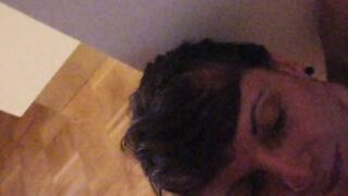 Mature Jane Sucks Cock in Fishnets | Amateur Homemade Cumshot