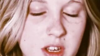 Vintage Amateur Blonde Sucks Cock in Hairy Homemade Sex Tape