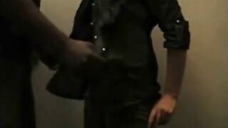 Big Titted Amateur Sucks Black Dick in Public Bathroom