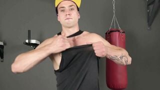 Muscular Czech Jock Flexes Tattoos And Jerks Off Big Cock In Gym