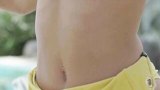 Anetta Keys Fingers Blonde Teen GF's Shaved Pussy Poolside