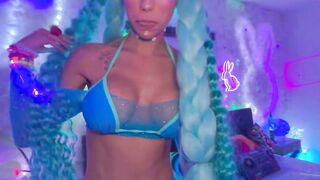 Lilith Grace Deepthroats Black Cock In Neon Blue Mesh Bodysuit