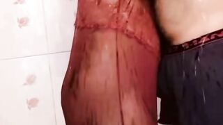 Chubby Indian Wife Fucked Hard In Wet Red Dress Under Shower Spray