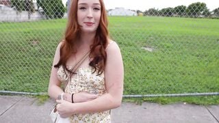 Big Tits Redhead Deepthroats Thick Cock & Takes Facial In Bus