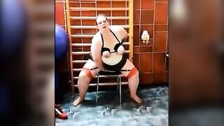 German BBW Squirting on Dildo in Nylons