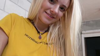 Petite Blonde Riley Star Deepthroats Stepbro's Huge Cock POV