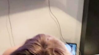 Petite Babe Sucks Big Dick Before Getting Tiny Tits Covered in Cum
