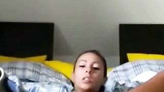 German Dark-Skinned Babe Solo Masturbates On Bed