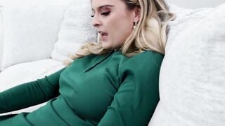 Blonde Stepmom Sucks Cock And Gets Cum On Tits In Green Dress