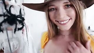 Myra Moans Deepthroats Stepbrother Ethan Seeks For Halloween Creampie