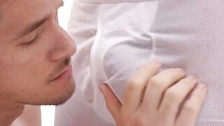 Felix Kamp Deepthroats Hairy Master's Massive Cock Bareback