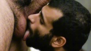 Hairy Bear Gets Deepthroat Blowjob From Bearded Muscle Stud On Couch