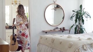 Alina Lopez Flexible Latina Yoga Striptease in White Lace Lingerie