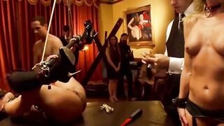 Bella Rossi Collared Submissive Sucks Cock in Candlelit Masquerade Orgy