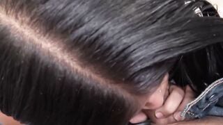 Tattooed Latina Teen Stepdaughter Sucks Cock On Couch