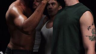 Sean Xavier Gags & Anal Fucks Tattooed Hunks in Leather Dungeon