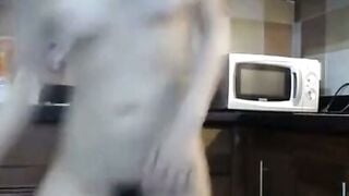 Cute Asian Girl Orgasms with Vibrator in Kitchen