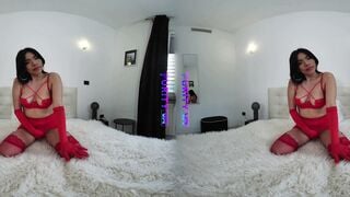 Lia Fox Sucks Cock in Red Lingerie VR POV Hardcore Blowjob